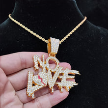將圖片載入圖庫檢視器 Cuban Chains NO LOVE Necklace Pendants for Men and Women Heart Broke Statement Necklaces Jewelry Iced Out Bling Chain IAMQUEEN FASHION

