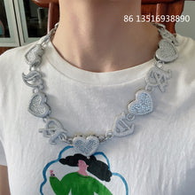 Load image into Gallery viewer, Wearing My Heart On My Neck Shaped letters Cubic Zirconia Necklace IAMQUEEN FASHION
