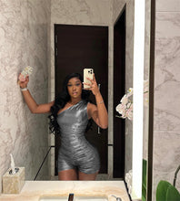 Load image into Gallery viewer, Dime Piece!! Metallic Shiny One Shoulder Romper IAMQUEEN FASHION

