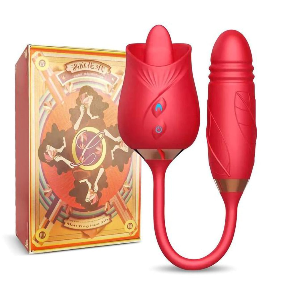 Rose Toy Dildo Vibrator for Women Clitoris Tongue Licking IAMQUEEN FASHION