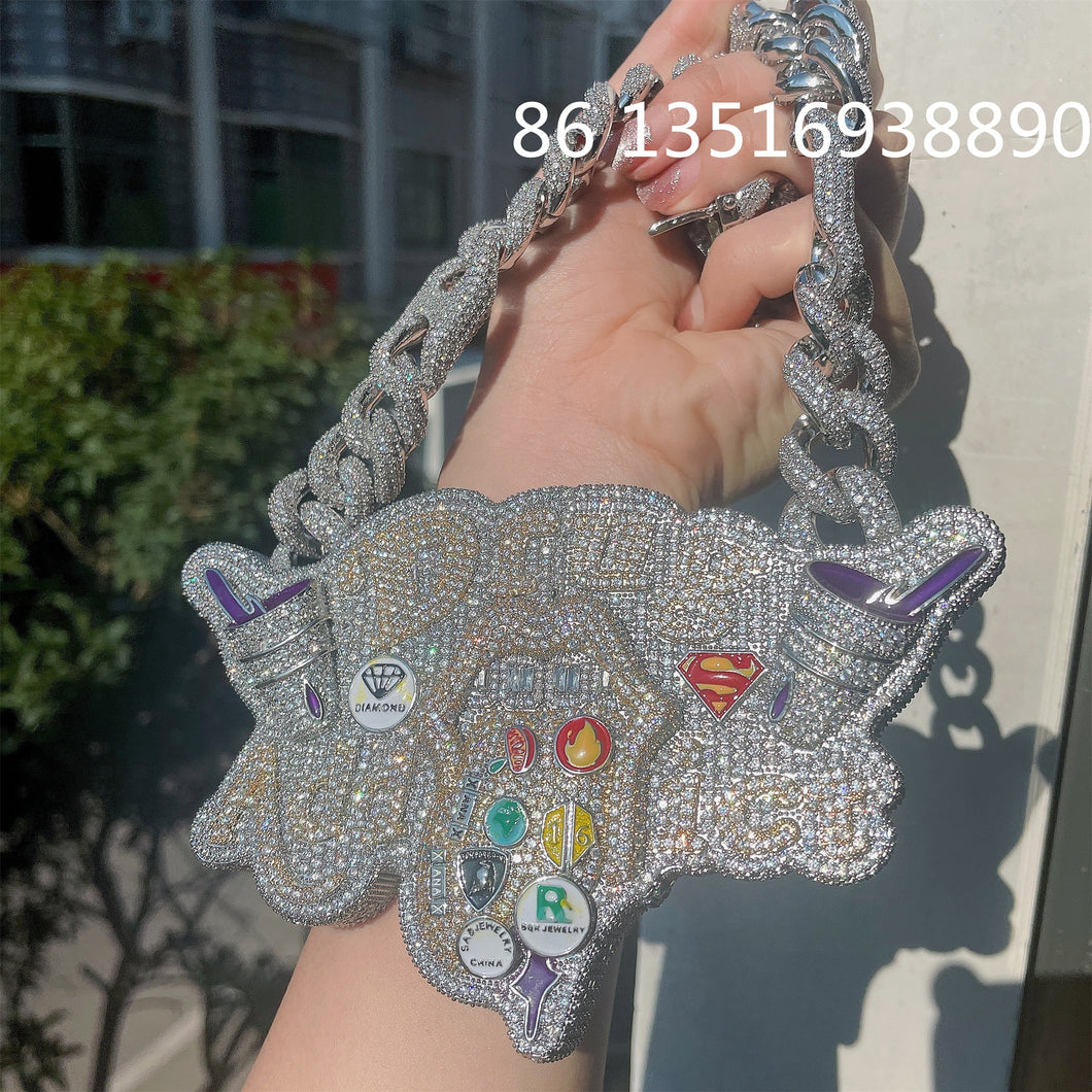 $$ Weed & Alcohol Oversized Pendant WIth 20mm Cuban chain IAMQUEEN FASHION