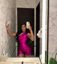 Load image into Gallery viewer, Dime Piece!! Metallic Shiny One Shoulder Romper IAMQUEEN FASHION
