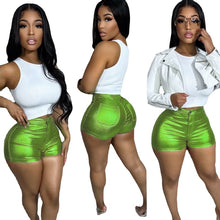Load image into Gallery viewer, Look Back at It!!! Leather Shiny Metallic High Waist Shorts IAMQUEEN FASHION
