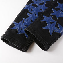 Load image into Gallery viewer, 5 Star Blue Leather Stretch  Jeans IAMQUEEN FASHION
