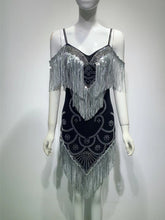 Charger l&#39;image dans la galerie, Who U thought i Was Studded Tassel Sequins Gray Mini Dress IAMQUEEN FASHION
