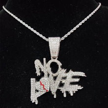 將圖片載入圖庫檢視器 Cuban Chains NO LOVE Necklace Pendants for Men and Women Heart Broke Statement Necklaces Jewelry Iced Out Bling Chain IAMQUEEN FASHION
