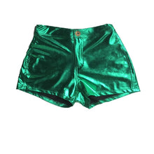 Load image into Gallery viewer, Look Back at It!!! Leather Shiny Metallic High Waist Shorts IAMQUEEN FASHION
