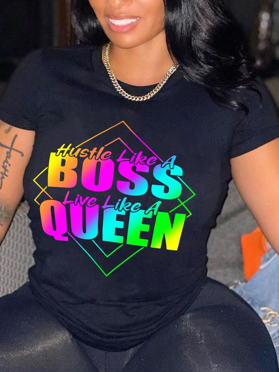 Hustle Like a Boss,Love Like a Queen!!! Rainbow T-shirt IAMQUEEN FASHION