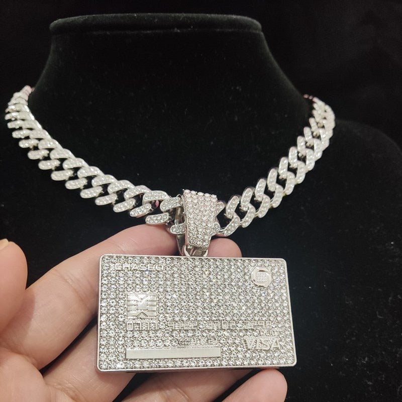 Bank Card Slider Shape Pendant Necklaces IAMQUEEN FASHION
